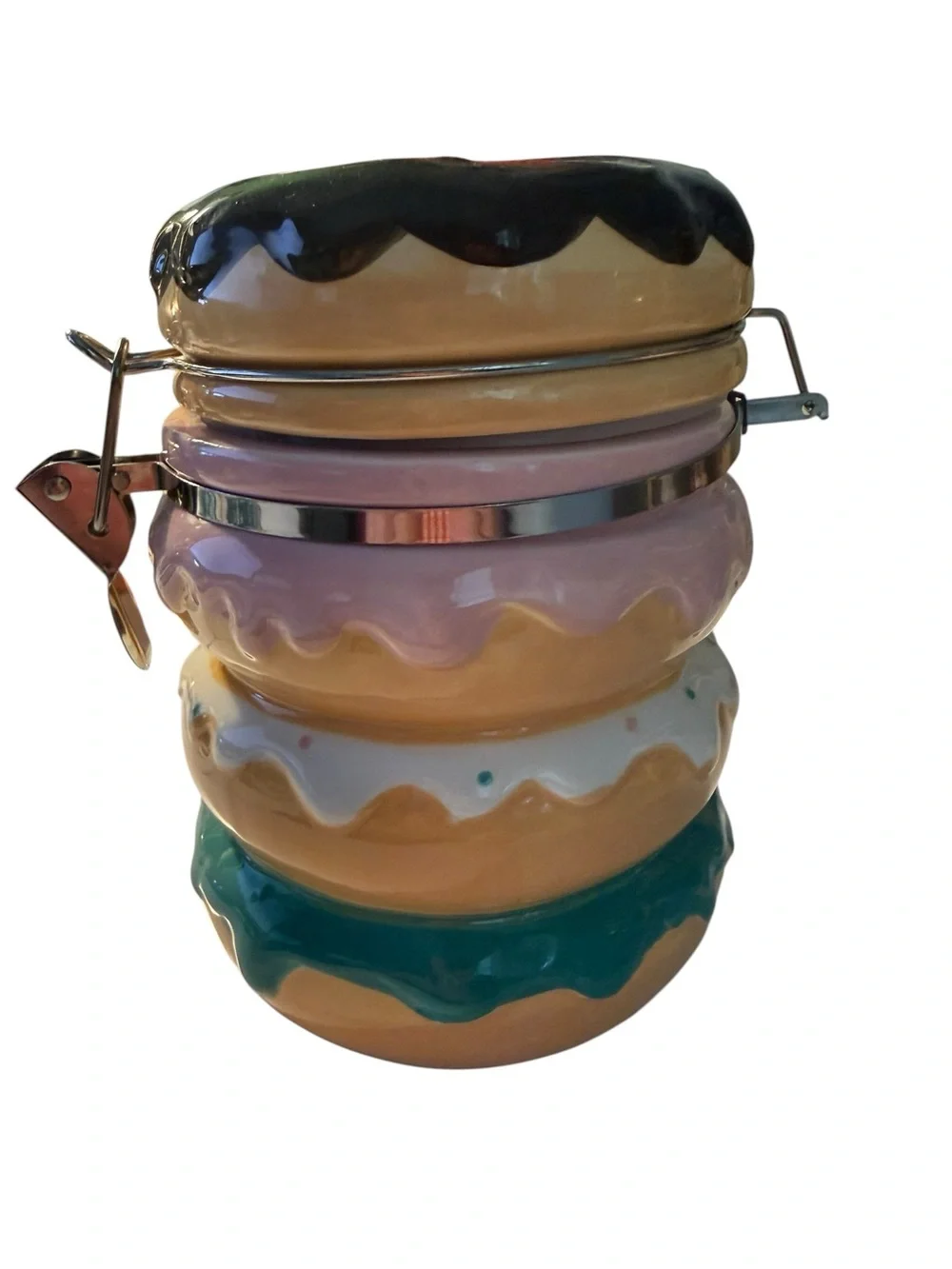 Donut Sprinkle Stack Ceramic Kitchen Snack Storage Coffee Bar K Cup Canister